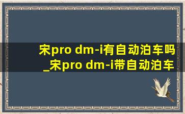 宋pro dm-i有自动泊车吗_宋pro dm-i带自动泊车吗